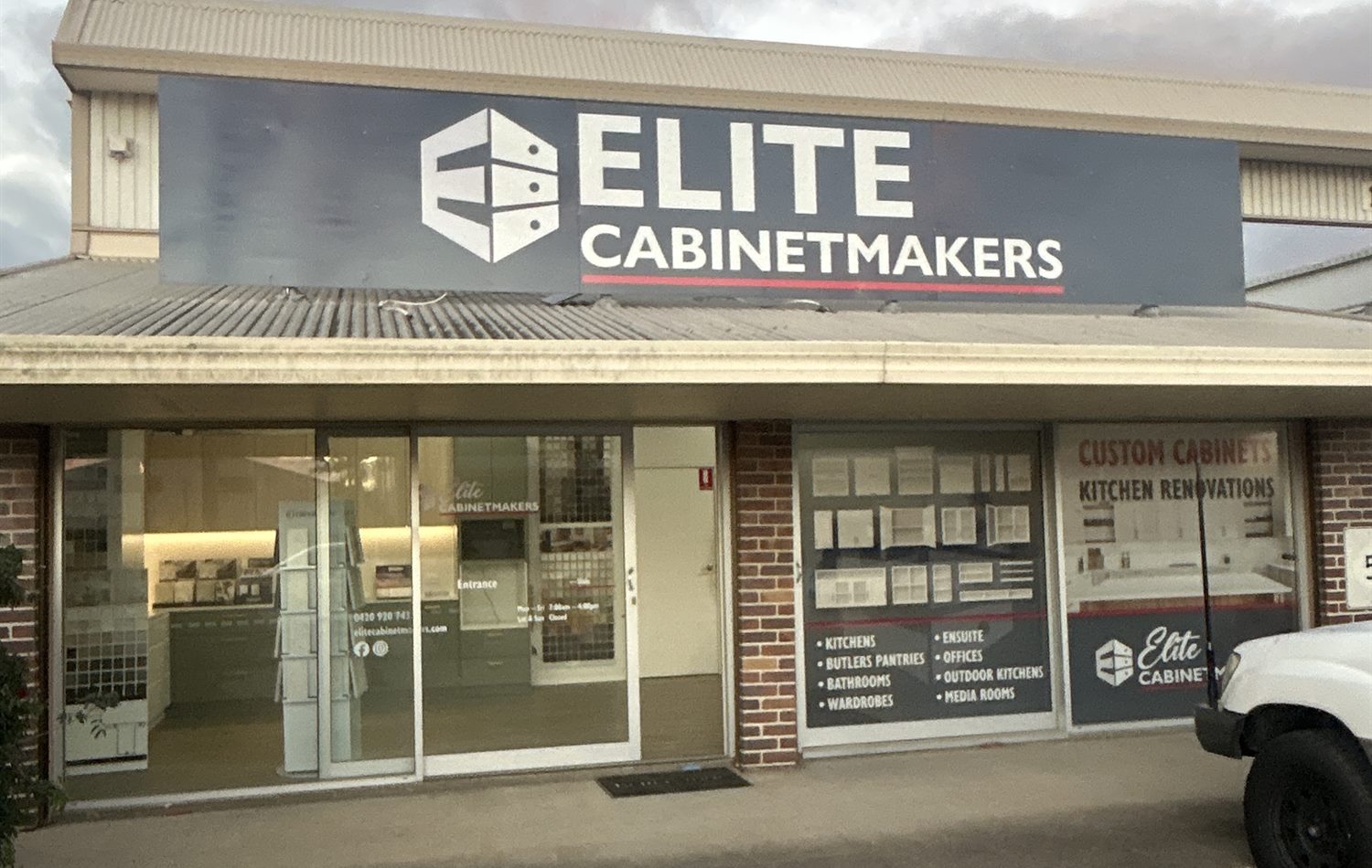 The Elite Cabinetmakers shopfront and showroom at 126 South Pine Road, Brendale